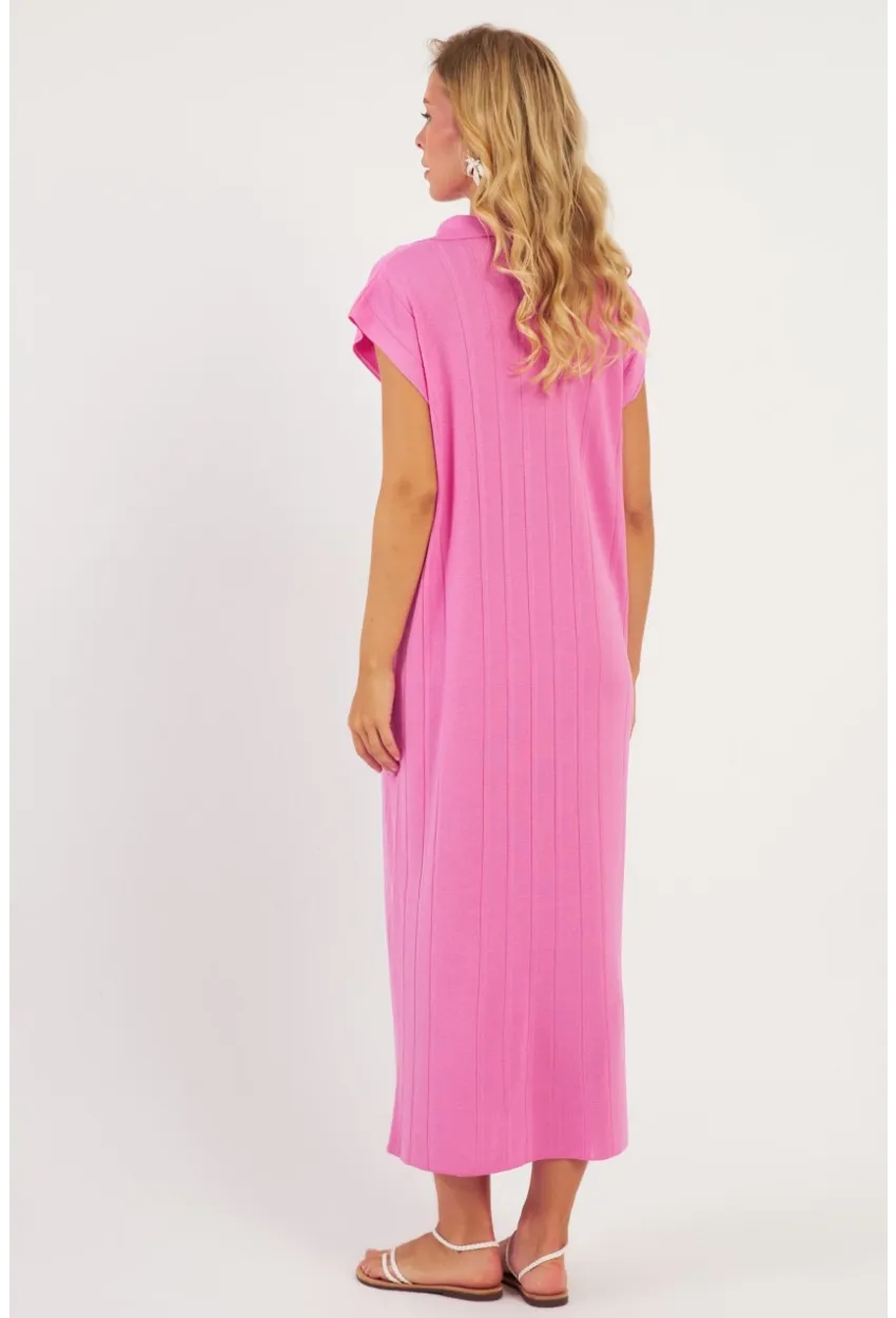 Kadın Pembe Triko Midi Elbise KZ3238