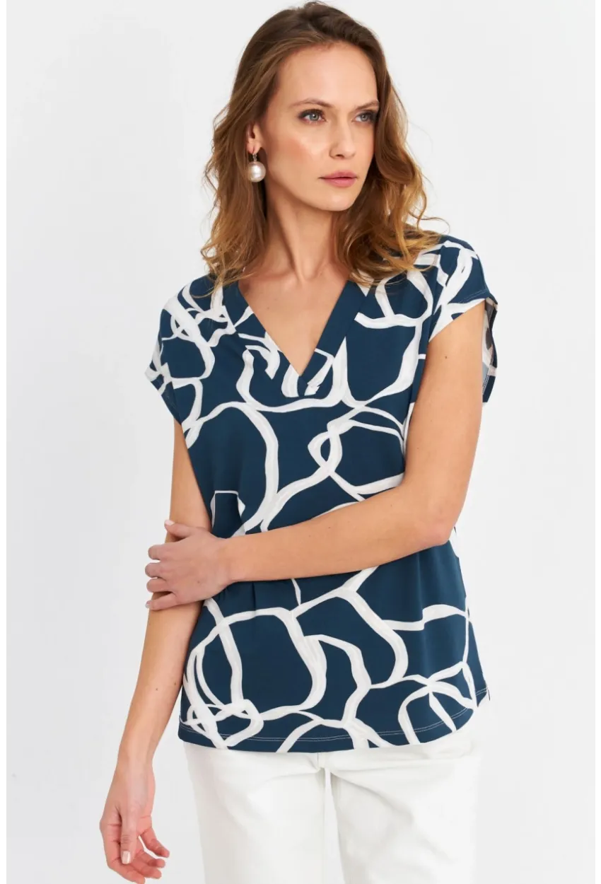 Kadın Petrol V Yaka Salaş Bluz MLPP643
