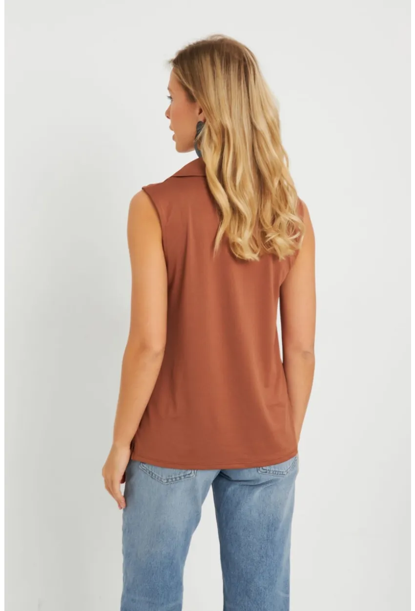 Kadın Polo Yaka Bluz Badem AYD276