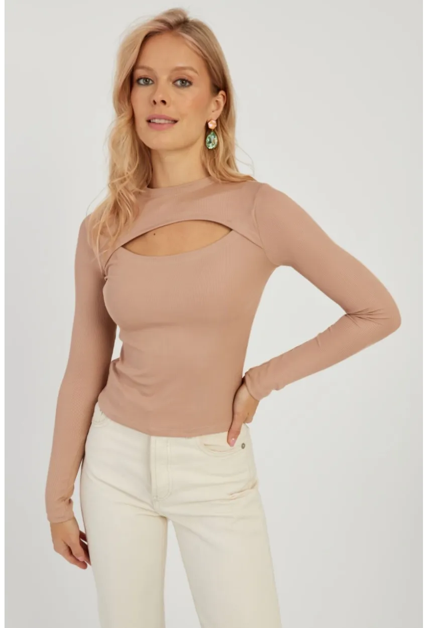 Kadın Pudra Pencereli Bluz LPP1256