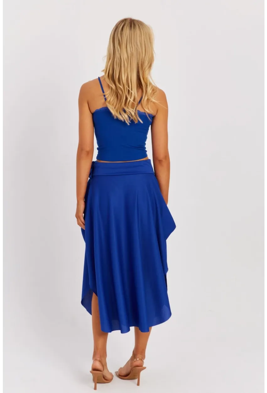 Kadın Saks Asimetrik Etek LV176