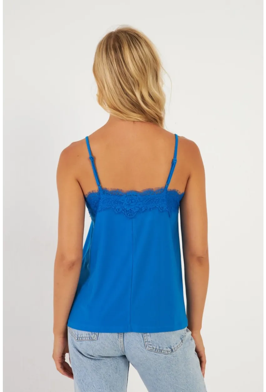 Kadın Saks Dantel Detaylı Atlet AYD265