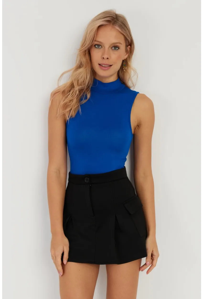 Kadın Saks Kolsuz Bluz LPP1260