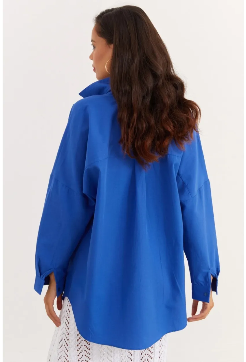 Kadın Saks Salaş Gömlek SF2132