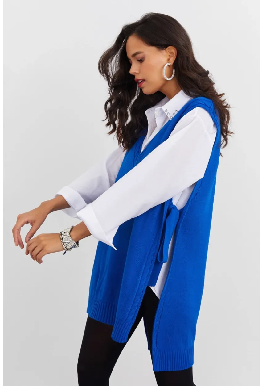 Kadın Saks Triko Süveter YV103