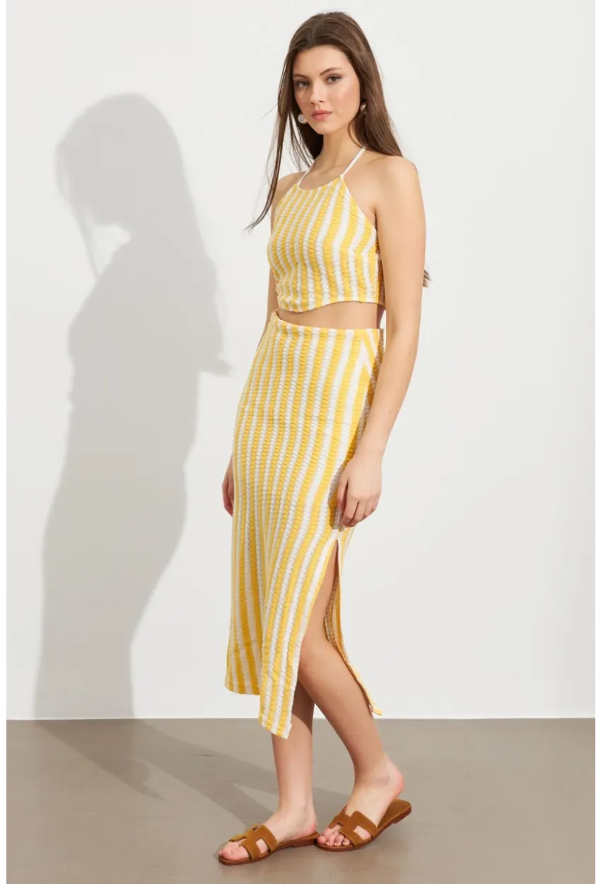 Kadın Sarı Etekli Triko Takım ROP108