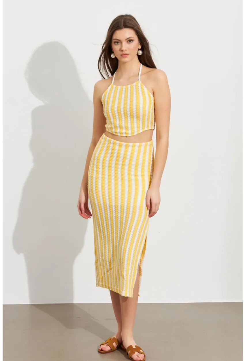 Kadın Sarı Etekli Triko Takım ROP108