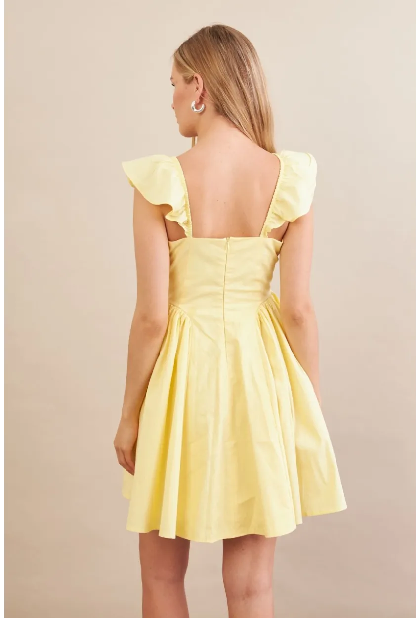 Kadın Sarı Midi Dokuma Elbise PSG1010