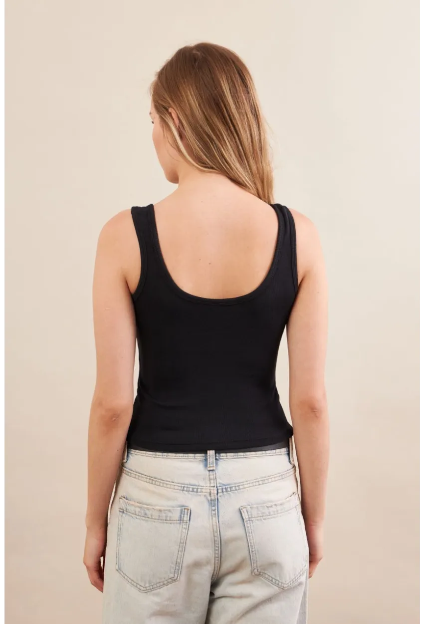 Kadın Siyah Agraflı Kısa Bluz ZH167