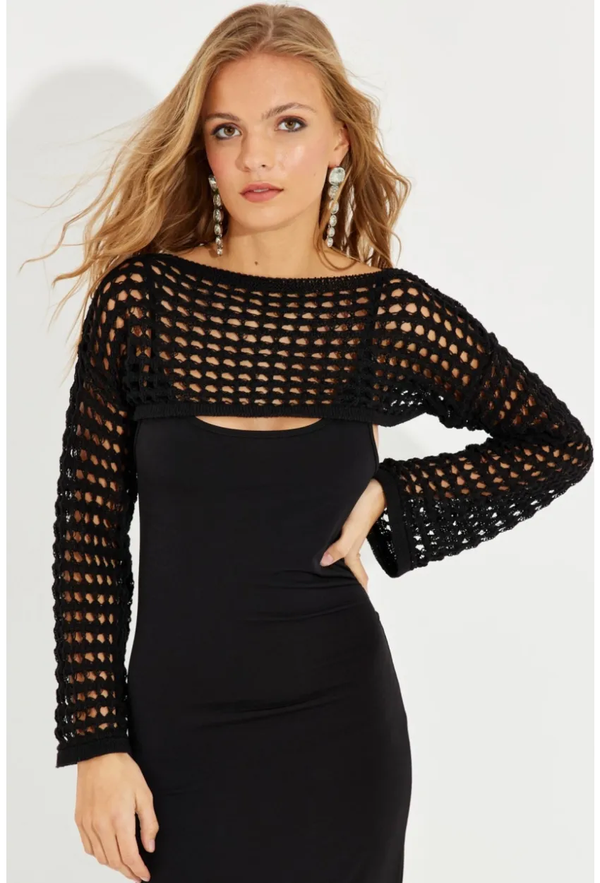 Kadın Siyah Ajurlu Bolero YV115