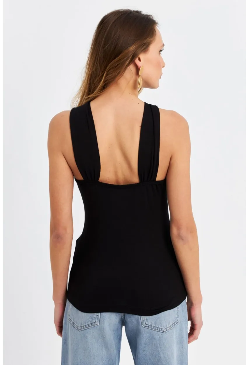 Kadın Siyah Aksesuarlı Bluz EY3068