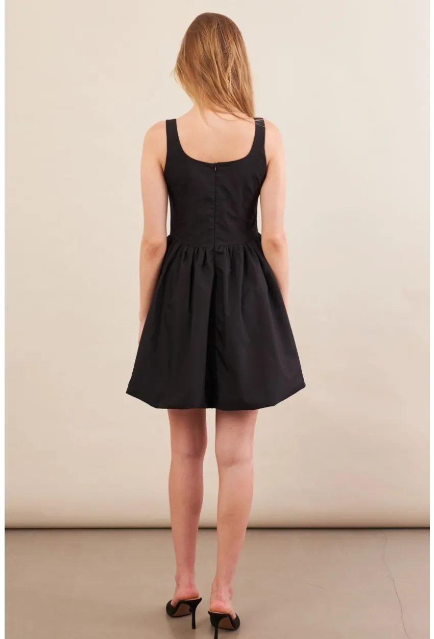 Kadın Siyah Askılı Mini Balon Elbise ERL105