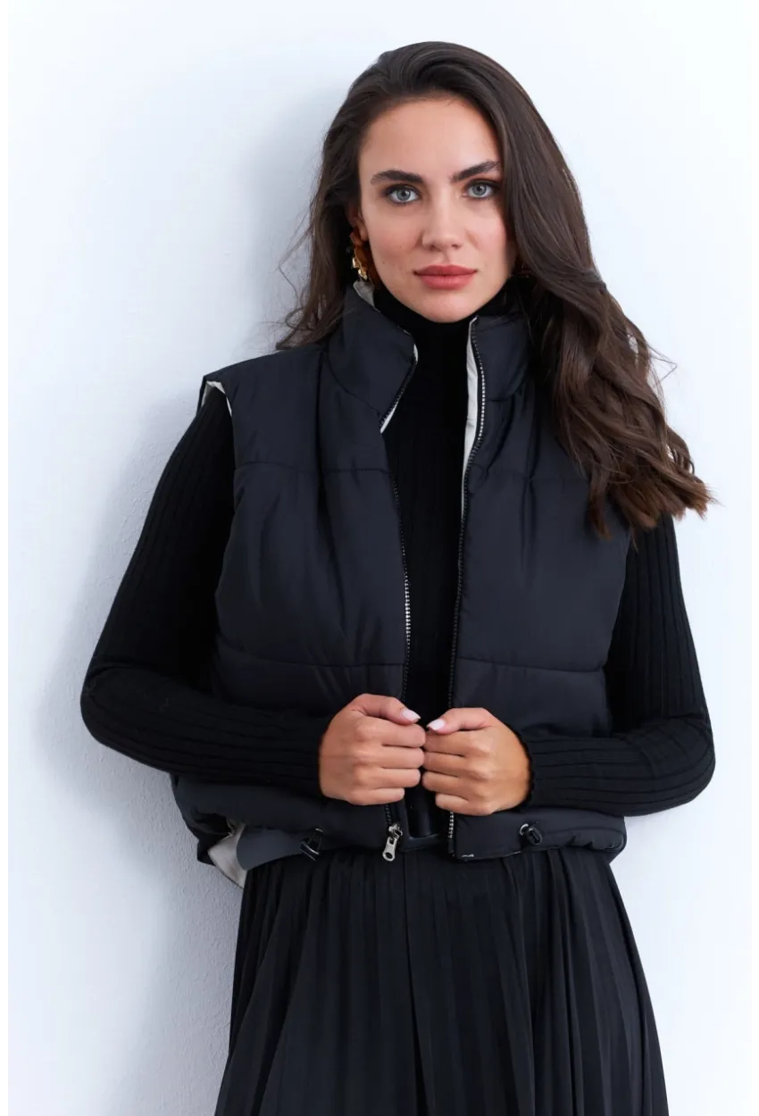 Kadın Siyah Balıkçı Yaka Triko Bluz MYV102-90