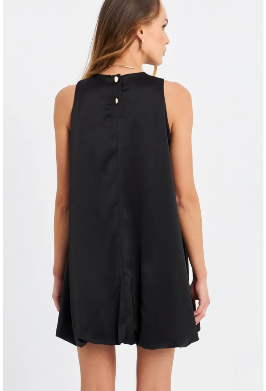 Kadın Siyah Balon Etekli Mini Elbise TW27