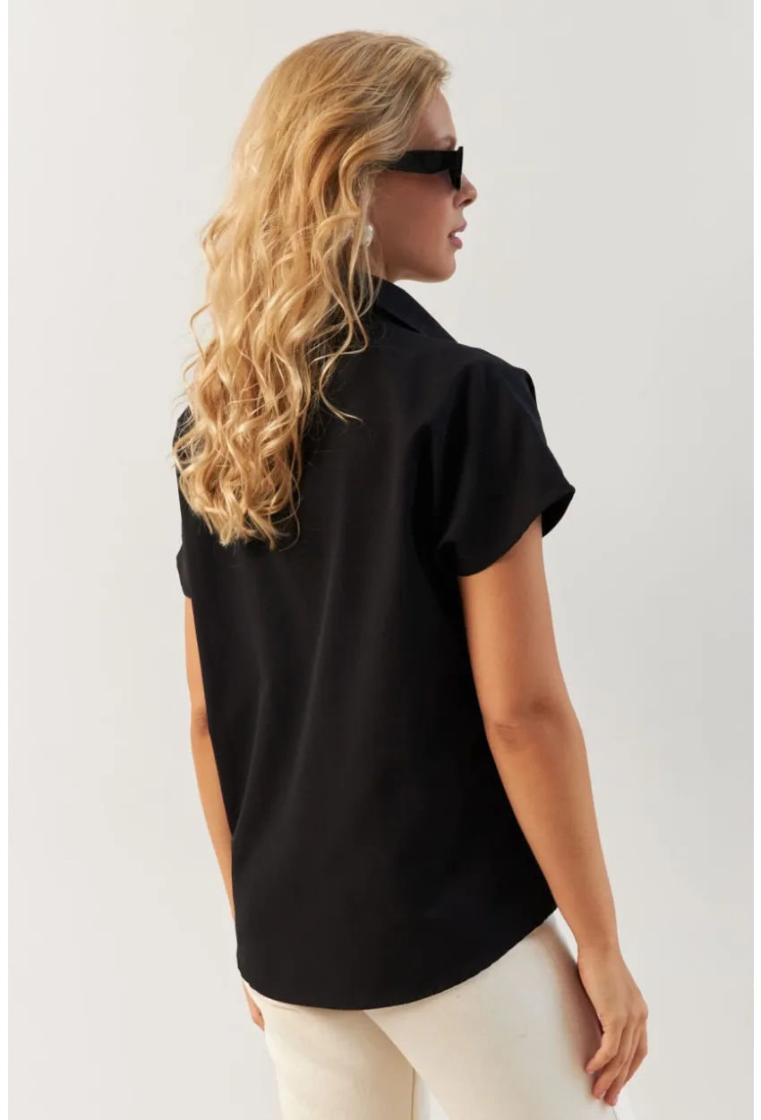 Kadın Siyah Basic Gömlek K982