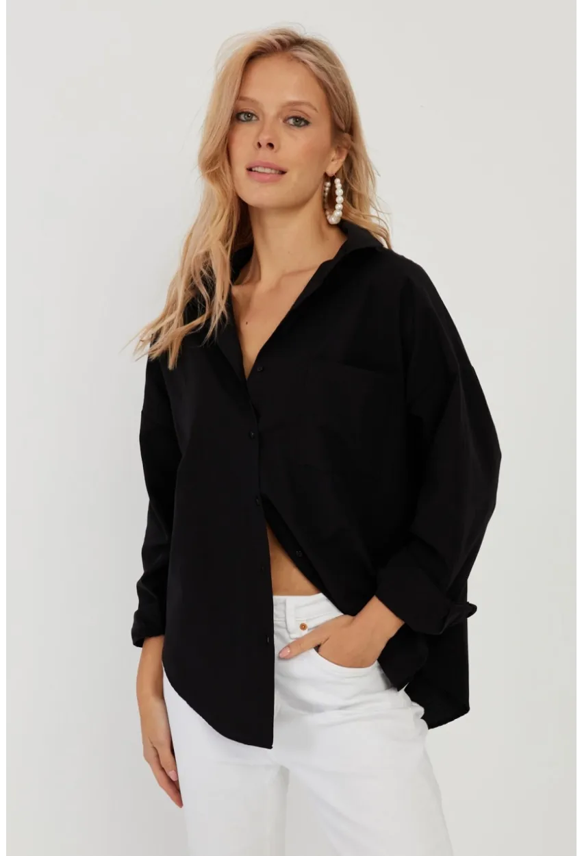 Kadın Siyah Basic Gömlek ZER403