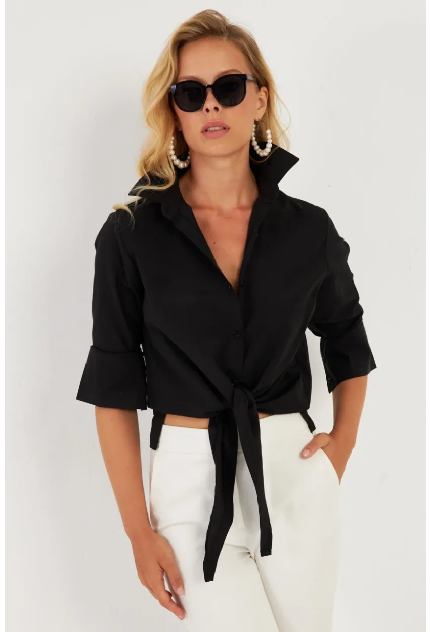 Kadın Siyah Basic Gömlek ZER409