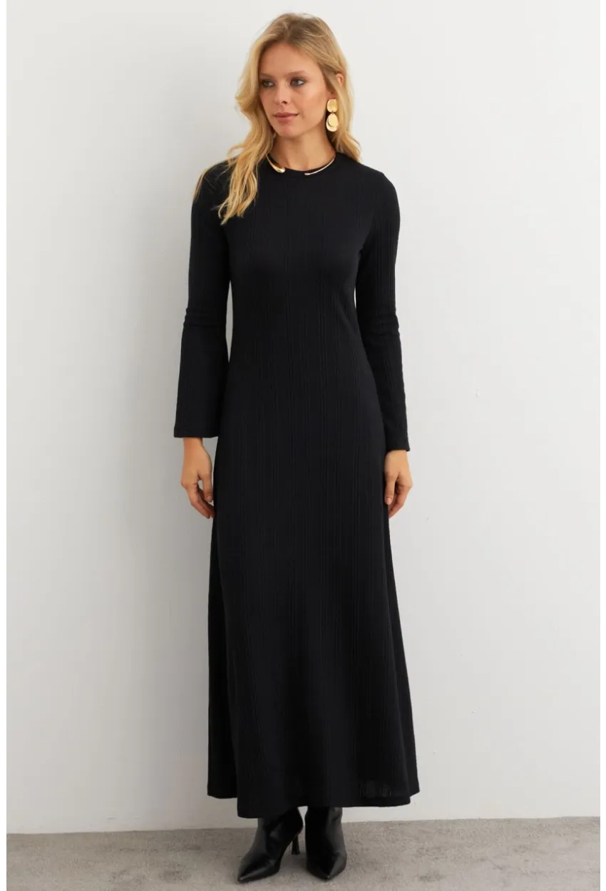 Kadın Siyah Basic Maxi Elbise MTF30