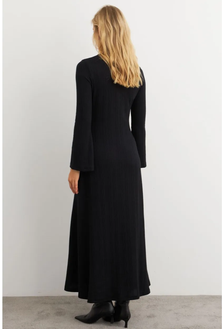 Kadın Siyah Basic Maxi Elbise MTF30