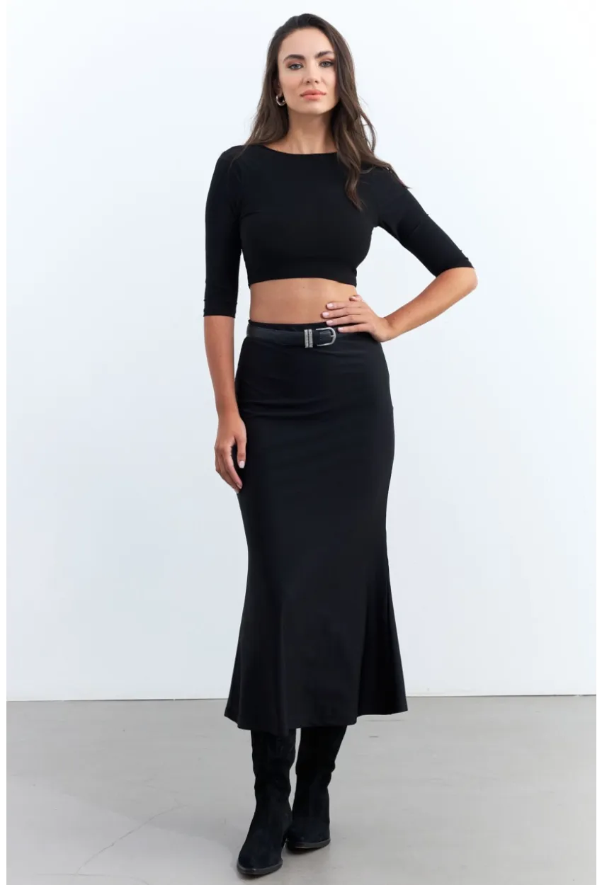 Kadın Siyah Beli Lastikli Etek FRY2235