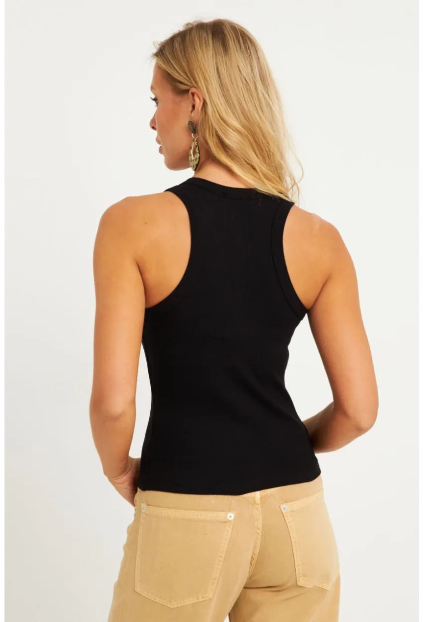 Kadın Siyah-Beyaz İkili Halter Yaka Fitilli Bluz MK12