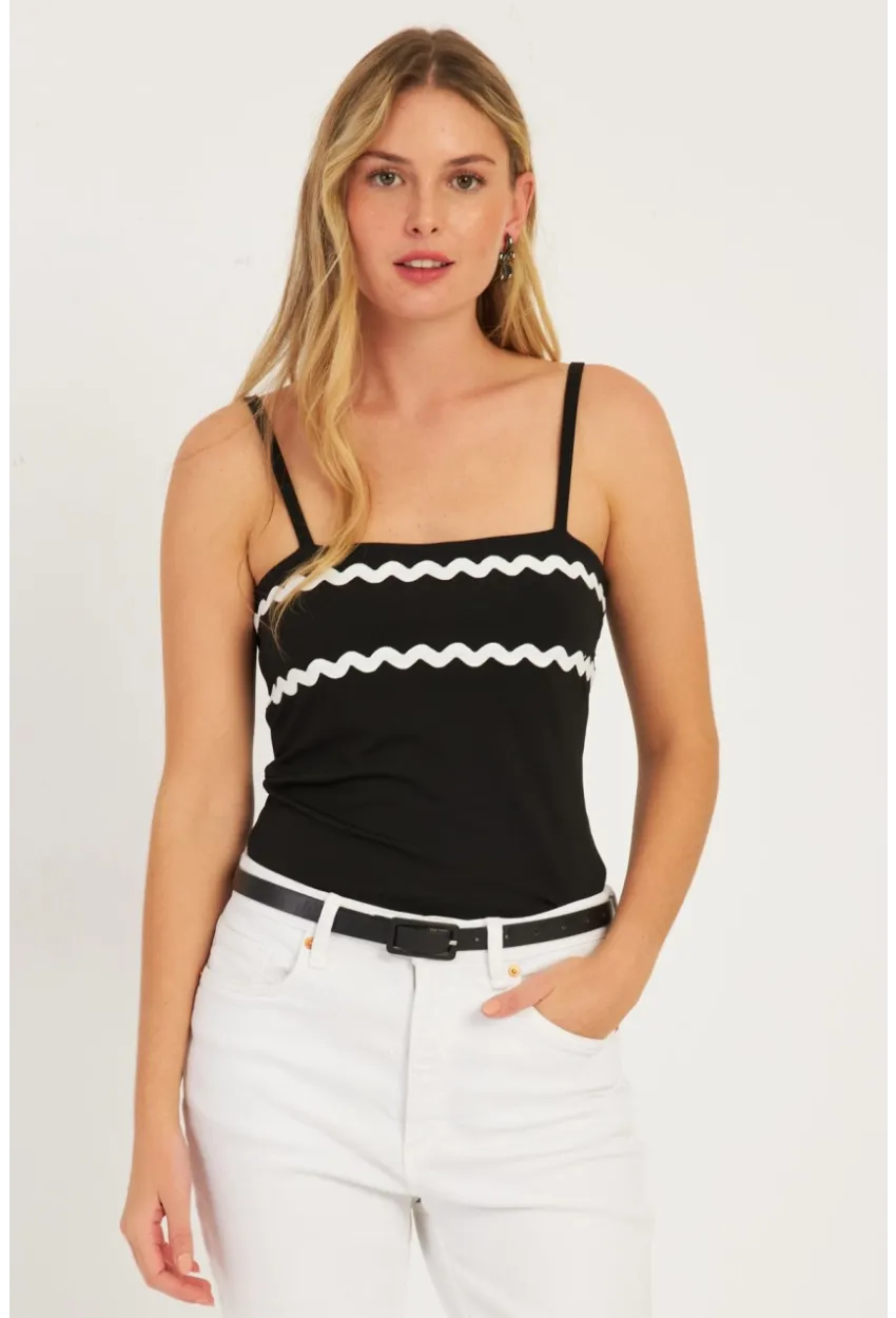 Kadın Siyah Biyeli Bluz EY2772