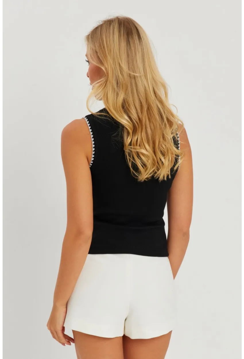 Kadın Siyah Biyeli Kaşkorse Bluz AYD318