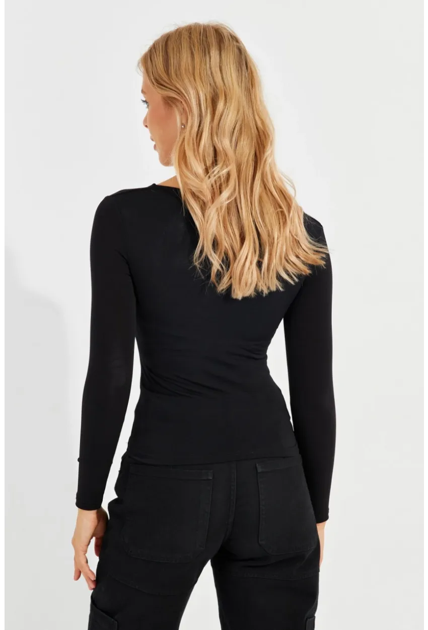 Kadın Siyah Bluz CY436
