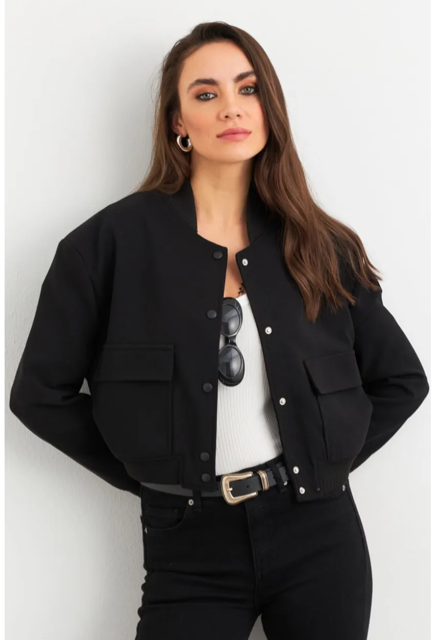Kadın Siyah Bomber Ceket QRS8375