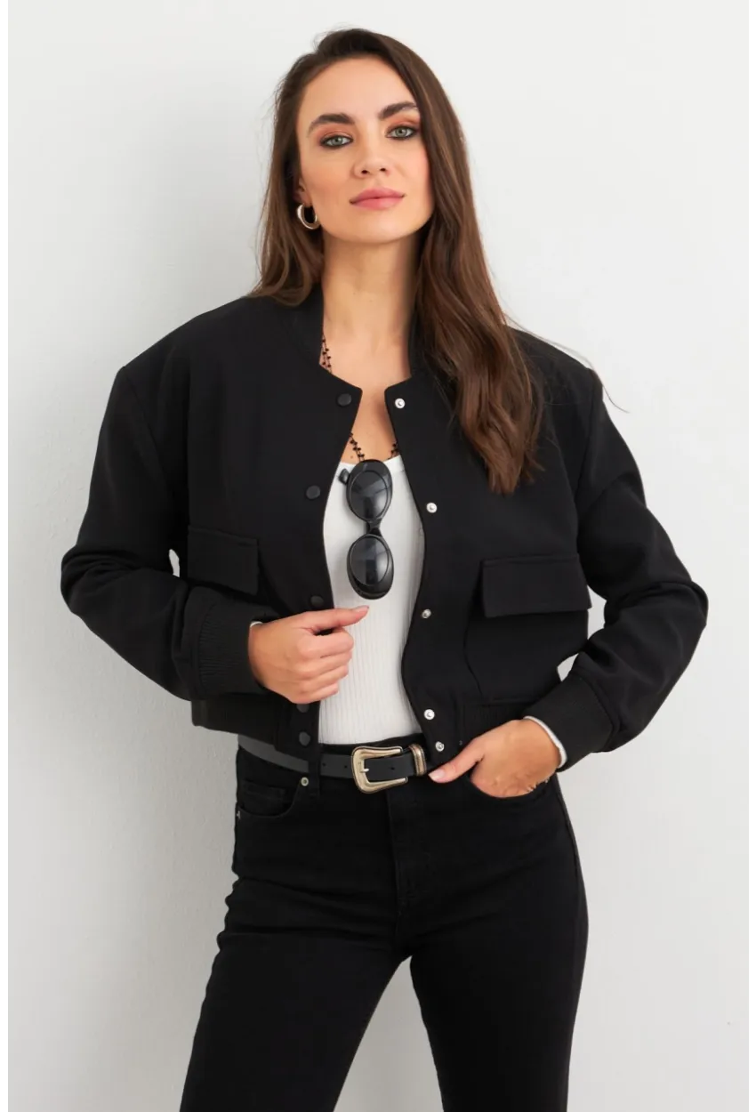 Kadın Siyah Bomber Ceket QRS8375