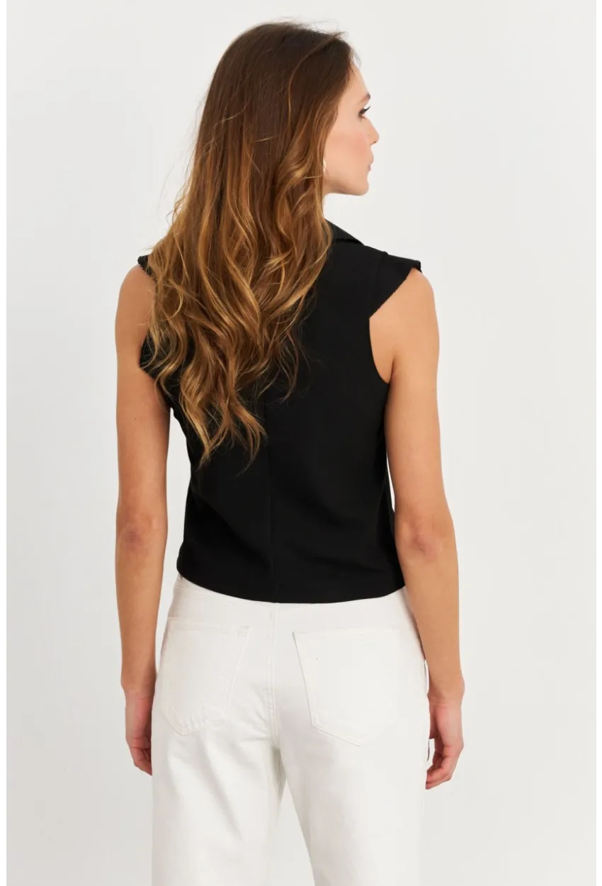 Kadın Siyah Çift Fermuarlı Bluz MOD2352