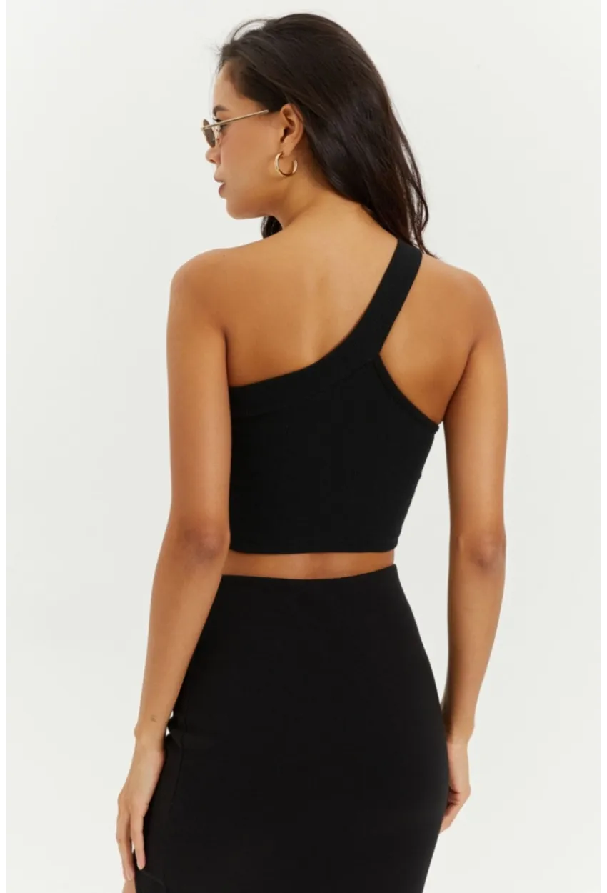 Kadın Siyah Dekolteli Crop Bluz B216