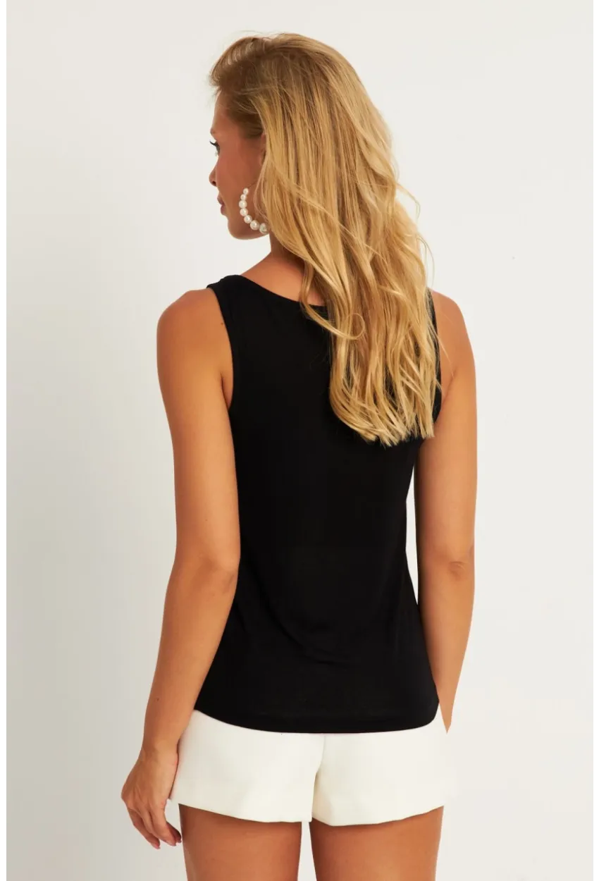 Kadın Siyah Detaylı Bluz KAZ17