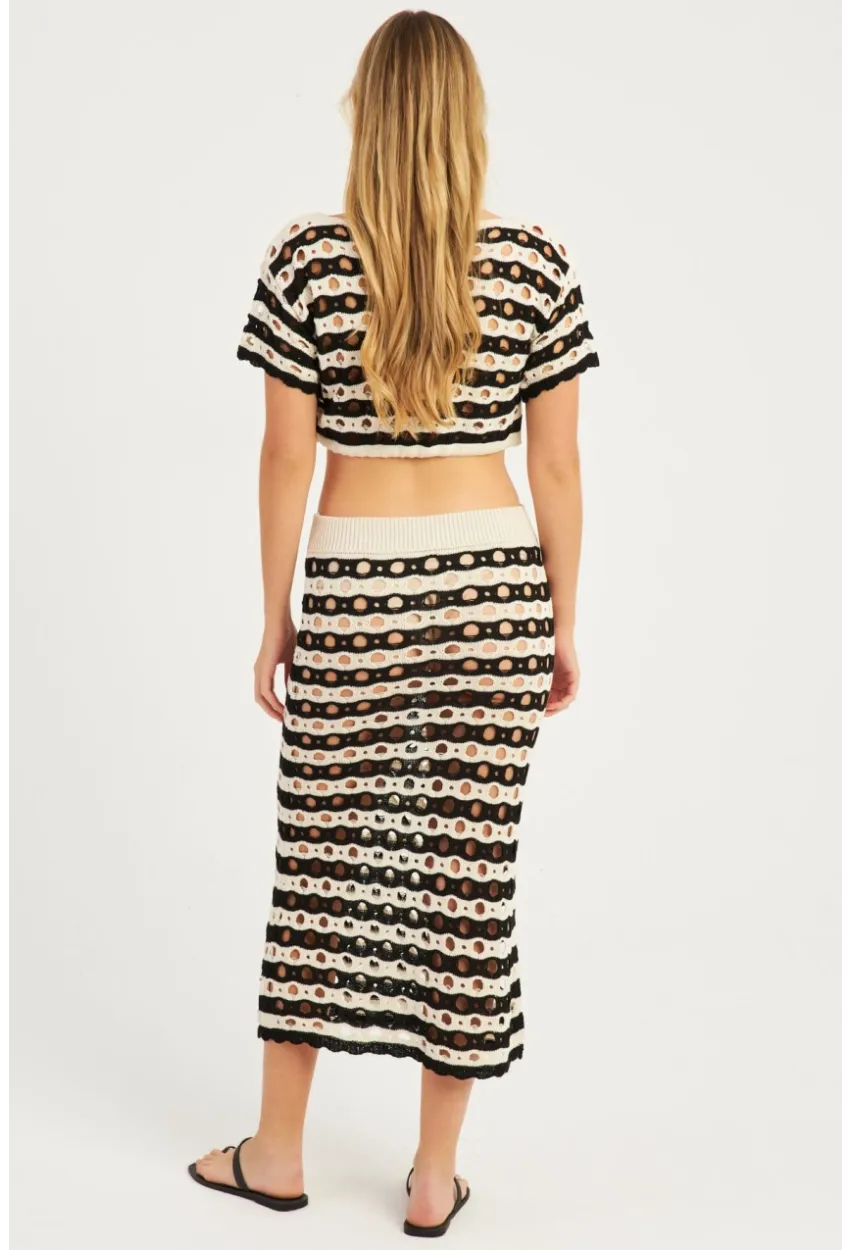 Kadın Siyah-Ekru Ajurlu Alt Üst Takım  MZU600