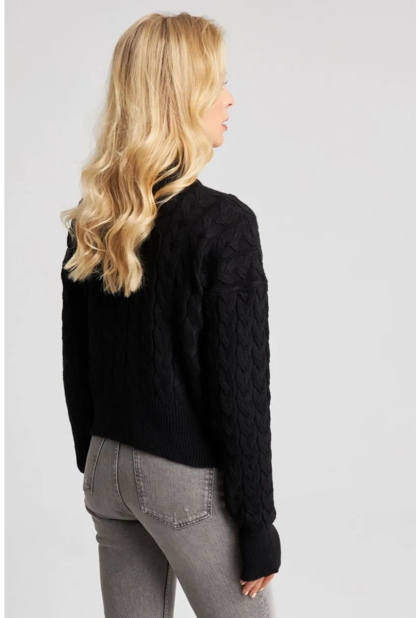 Kadın Siyah Eldivenli Triko Kazak MİW1318