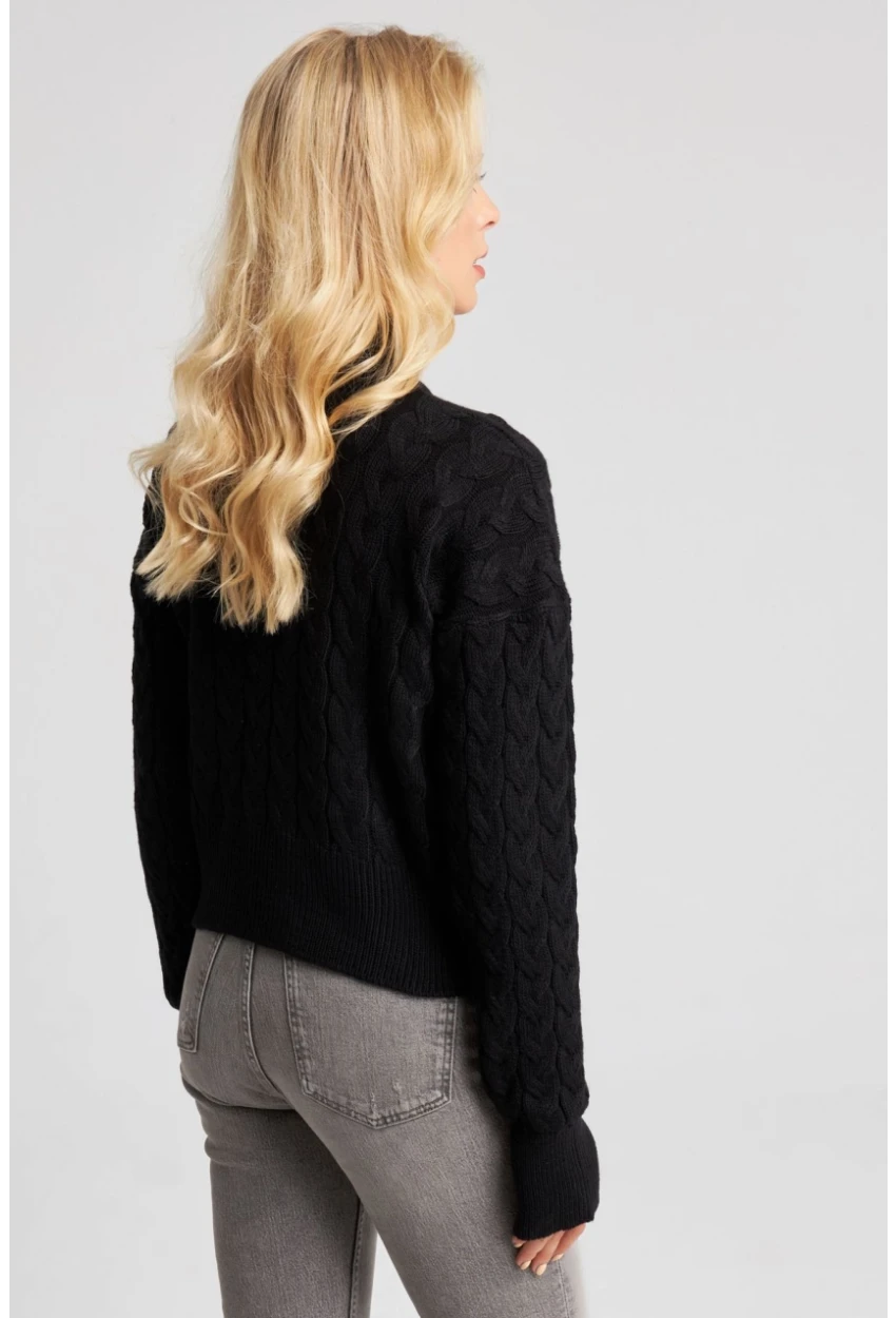 Kadın Siyah Eldivenli Triko Kazak MMİW1318