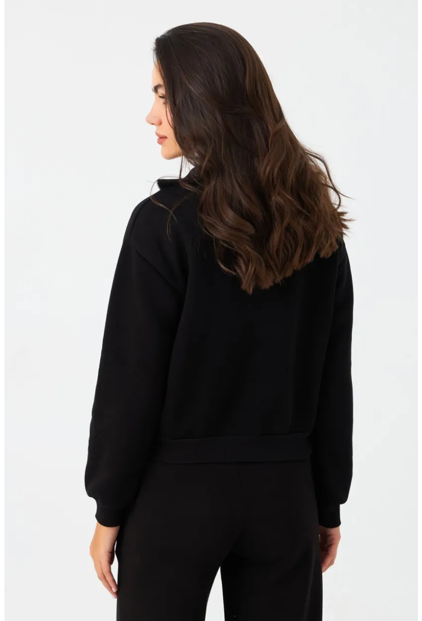 Kadın Siyah Fermuarlı Sweatshirt DY1463