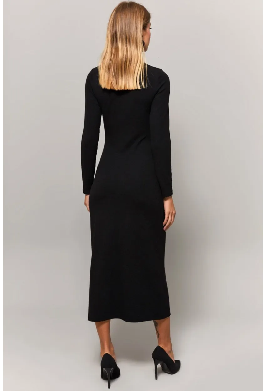 Kadın Siyah Gömlek Yaka Pencereli Elbise Yİ1957