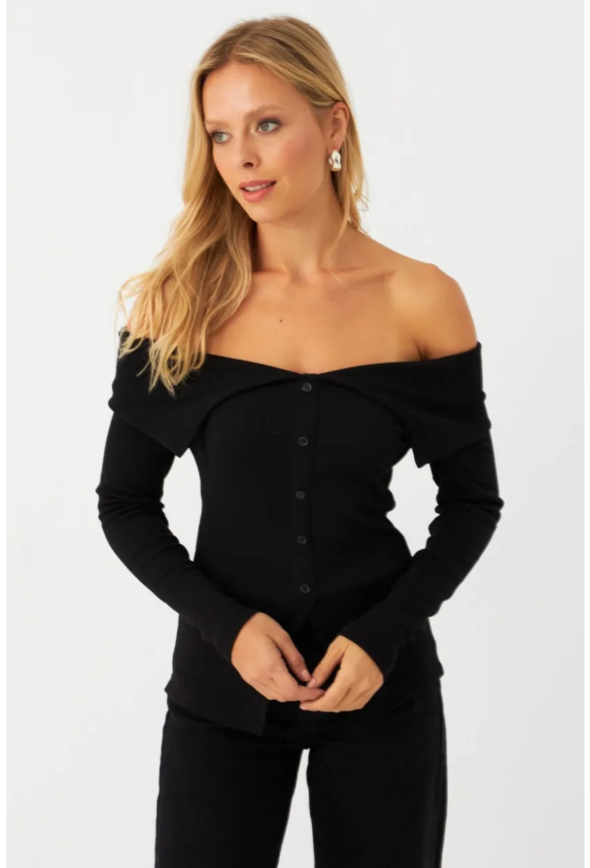 Kadın Siyah Kaşkorse Bluz RLO3032-9