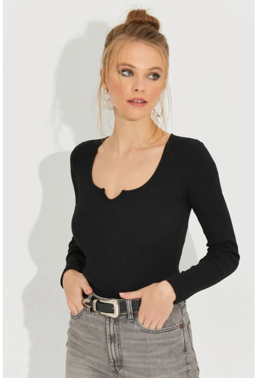 Kadın Siyah Kaşkorse Bluz Yİ2496