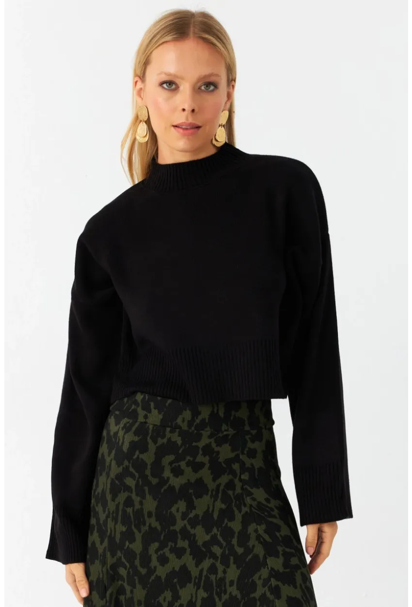 Kadın Siyah Kısa Kazak MYİL559