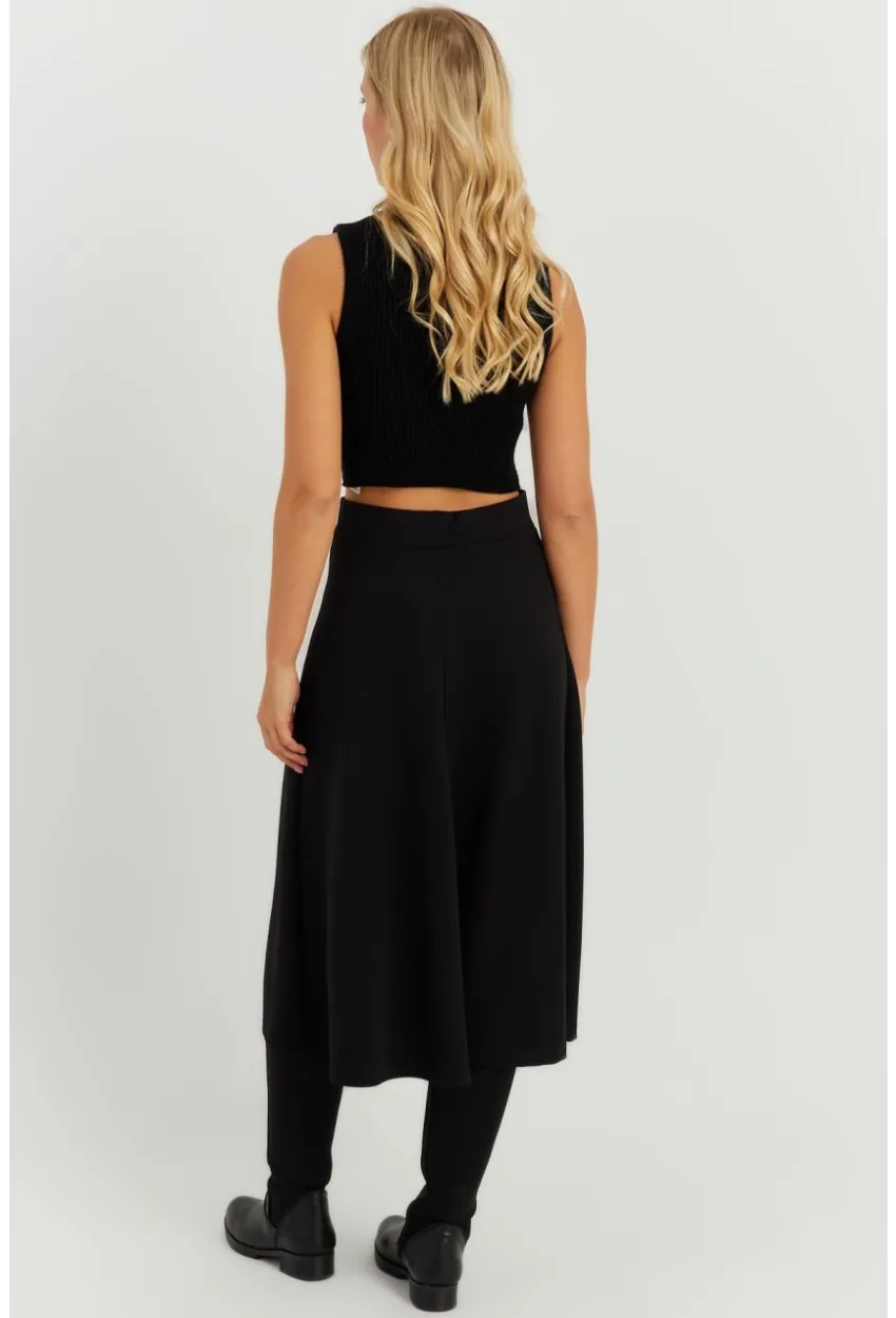 Kadın Siyah Kloş Midi Etek LV173