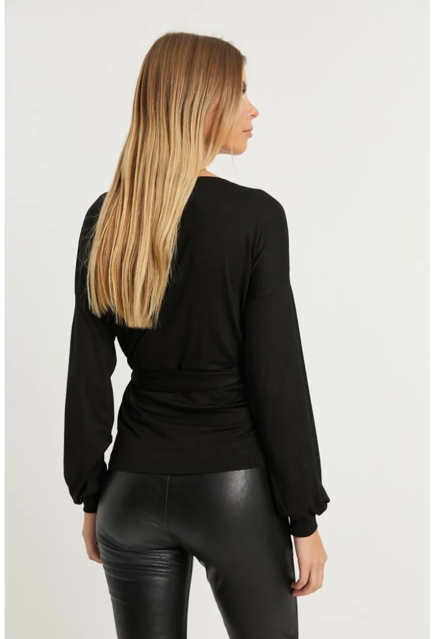 Kadın Siyah Kruvaze Bluz EY1050