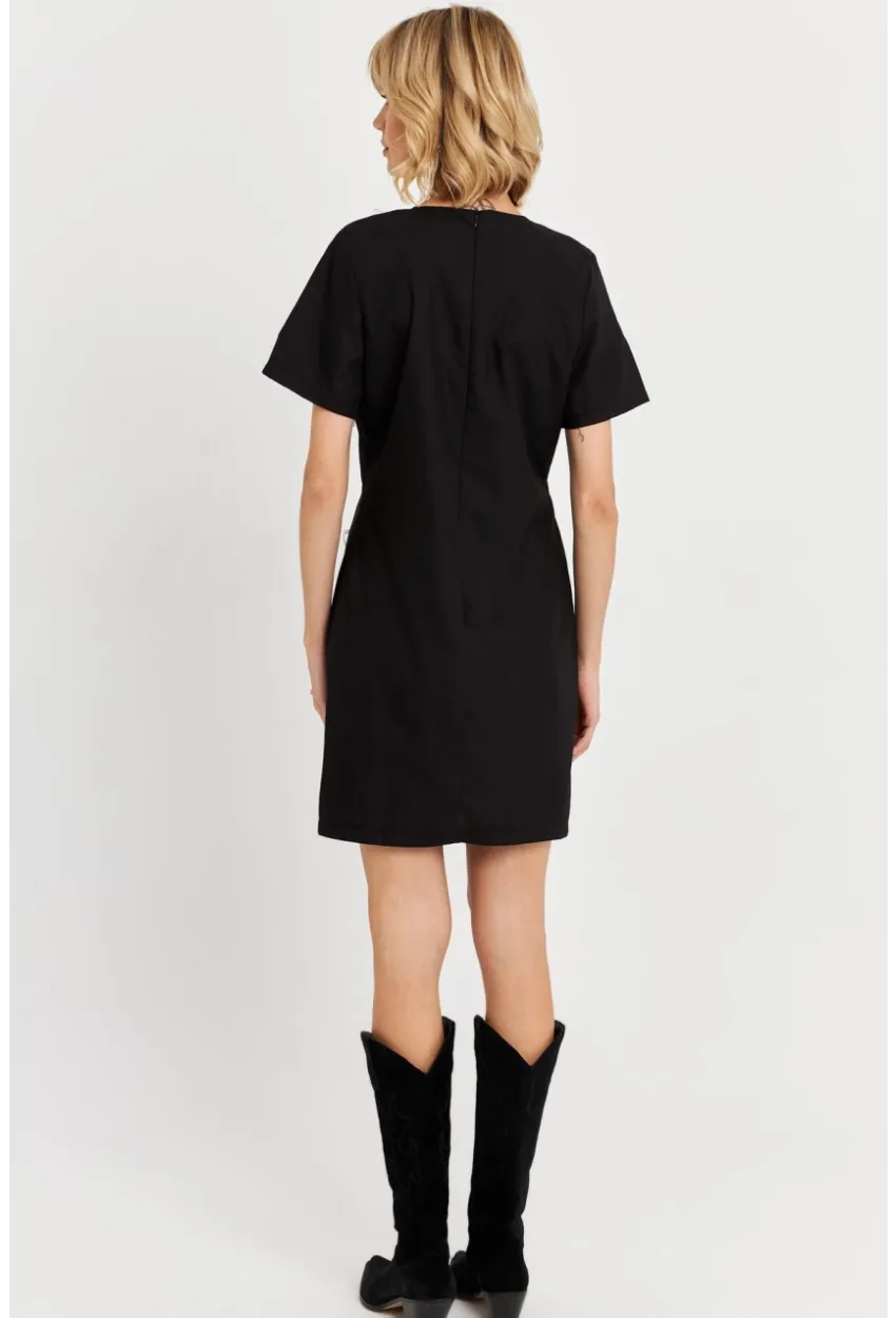Kadın Siyah Kurdele Detaylı Mini Elbise DAF5025