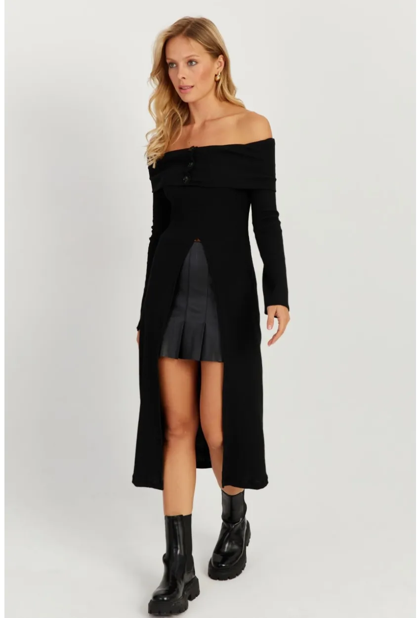 Kadın Siyah Madonna Yaka Tunik EY2710