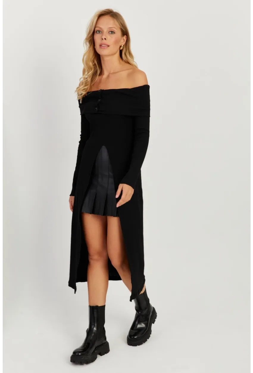 Kadın Siyah Madonna Yaka Tunik EY2710