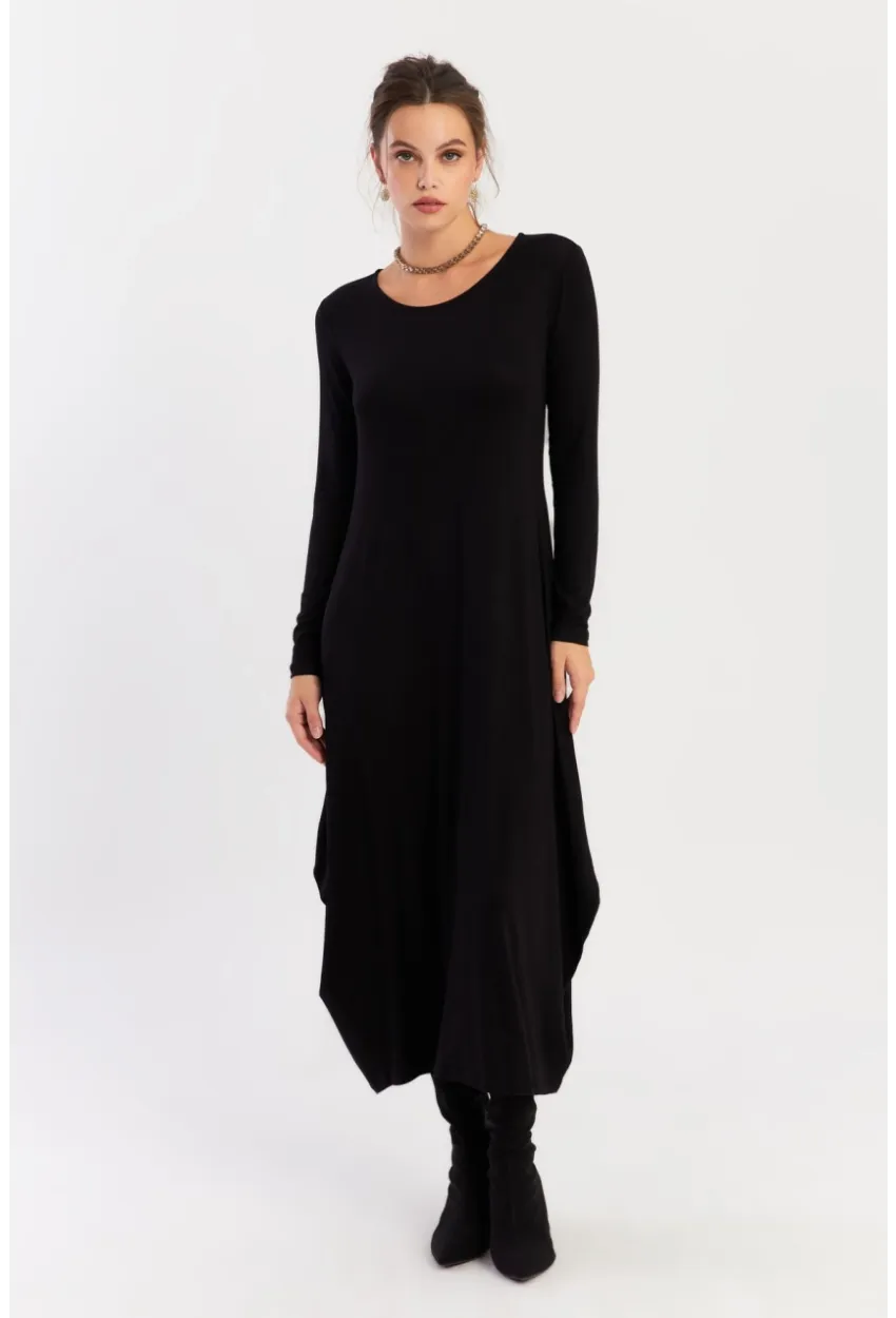 Kadın Siyah Midi Elbise LPP1272