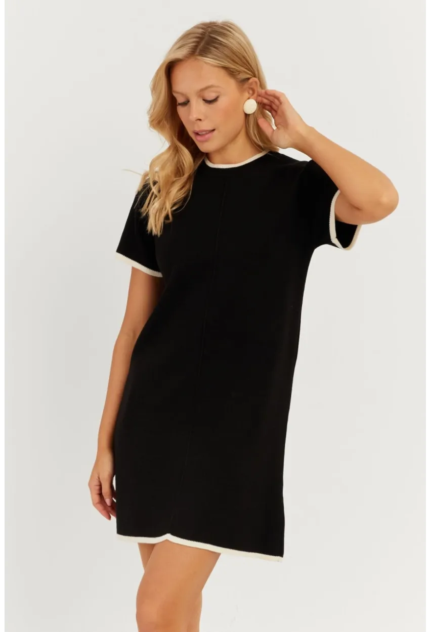 Kadın Siyah Mini Triko Elbise MİW1356