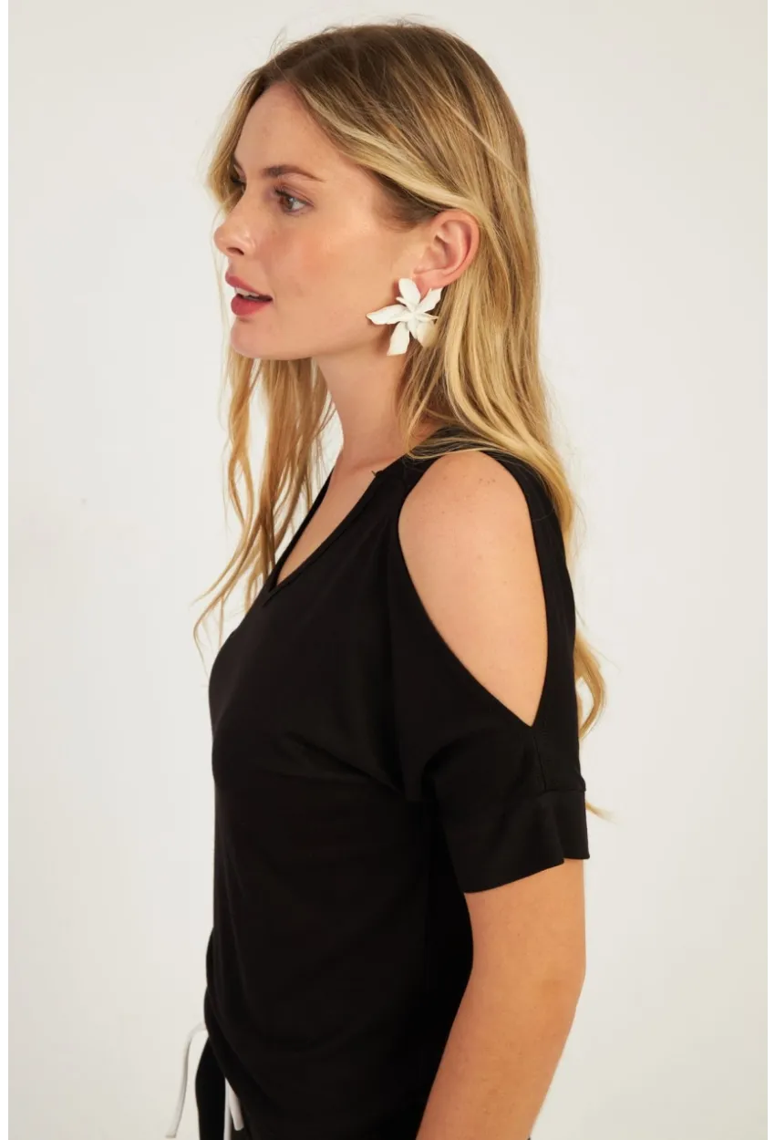 Kadın Siyah Omuzları Açık Bluz BR1329