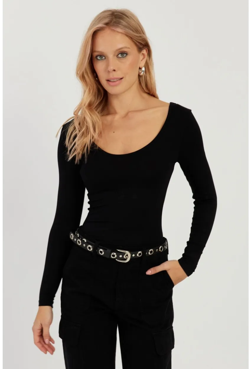 Kadın Siyah Ön Arka U Yaka Bluz LPP1265